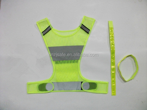 Salut Viz de course gilet avec 2 brassards de cristal réglable fluorescents sport maille réfléchissant trafic gilet - Product Image 2