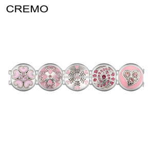 Cremo Rosa amor corazón Clover micro Pave flores Combinación libre Platinum encanto color elástico enlace accesorios de joyería - Product Image 1