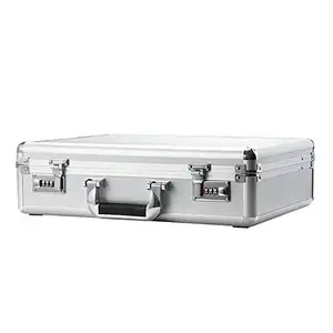 Серебристый алюминиевый мужской портфель, металлический алюминиевый жесткий чехол, портативный ящик для инструментов, профессиональный чехол для путешествий