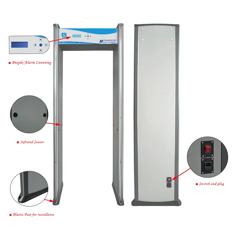 18 Zonas Caminhada Através Da Porta Aeroporto detectores De Metais Do Scanner Do Corpo Detector De Metais XLD-E1