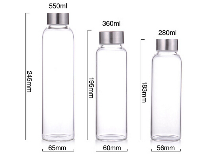 18oz Leak-Proof Glass Bottles Juicing Containers Water Beverage Bottles With Nylon Sleeve