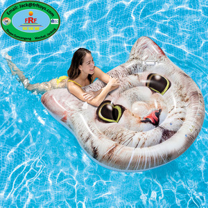 Matelas de plage <span class=keywords><strong>gonflable</strong></span> personnalisé en forme de tête de <span class=keywords><strong>chat</strong></span> pour fêtes aquatiques estivales - Product Image 2