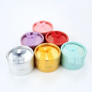 Promotional Price Cute Round Shape Mini Gift Box With Bowknot