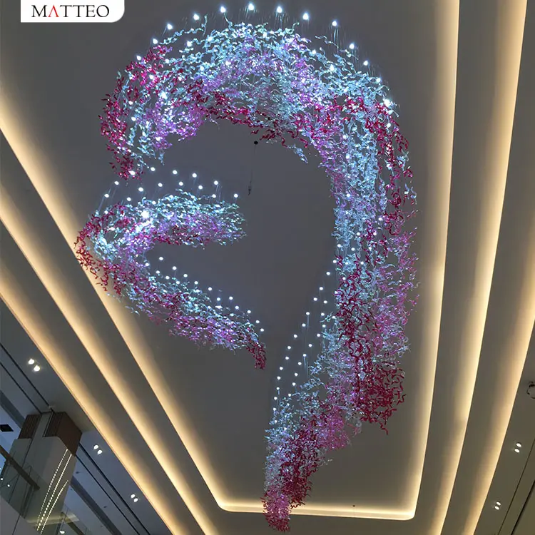 Unique Design Murano Blown Glass Lighting Sculpture Banquet Chandelier