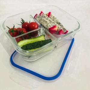 <strong>2</strong> <strong>Compartment</strong> Microwave <strong>Food</strong> <strong>Container</strong> with Silicone Lids / <strong>Glass</strong> Lunch Box <strong>Container</strong> - Product Image 5
