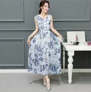 2022 Summer New Women Slim Sleeveless Chiffon Dress Lady Bohemian Long Skirt Women Seaside Holiday Beach Skirt Dress