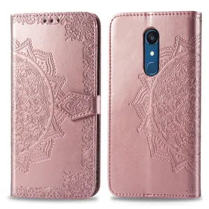 Casing Ponsel Kulit Mandala, Casing Ponsel Kulit Mandala Timbul untuk LG K7 K8 LTE K350 K350E untuk LG K8 K10 2017 dengan Tempat Kartu