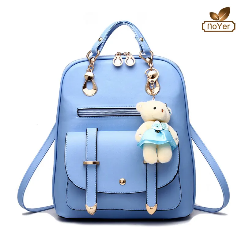 China manufacturer fashion large capacity leather womens backpack school bag