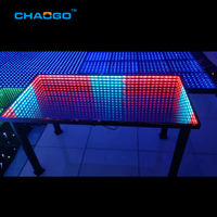 Table basse en verre illuminée à effet tunnel 3D moderne avec télécommande, lumière LED RGB, miroir infini, table de salle à manger pour restaurant