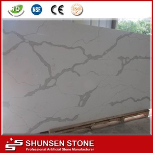 Vena de mármol diseño de muchos colores losa de cuarzo sintético - Product Image 1