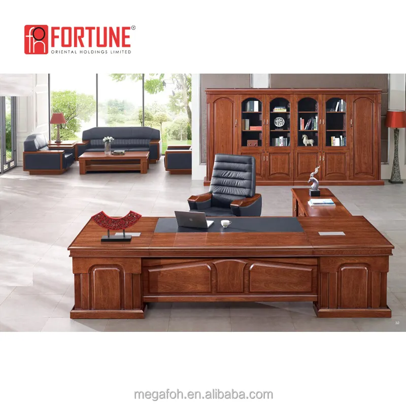 Ntique-muebles de oficina de caoba, escritorio de jefe de madera
