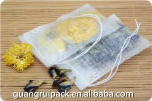 Bolsa de fibra de maíz con etiqueta, pirámide de té de grado alimenticio, venta directa de fábrica