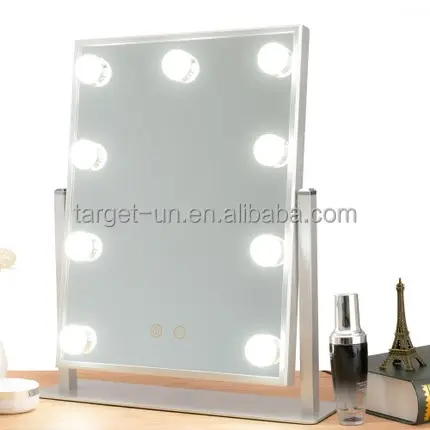 wholesale Hollywood Bulbs Rotate Magnifying Vanity Table Mirrors With Led Light Makeup Mirror