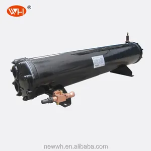 Water cooled shell and tube heat exchanger, water cooled refrigerant condenser, water cooled condenser for air conditioning