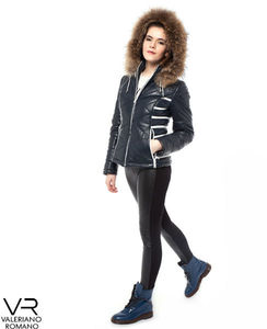 Chaqueta de cuero genuino azul oscuro para hombre 2015 Abrigo de suministro OEM - Product Image 3