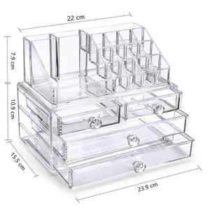 Acrylic Clear Make up Organiser Cosmetic Storage <strong>Box</strong> Display Makeup Case, 20 Sections with 4 Drawers, Diamond Drawer Handle - Product Image 6