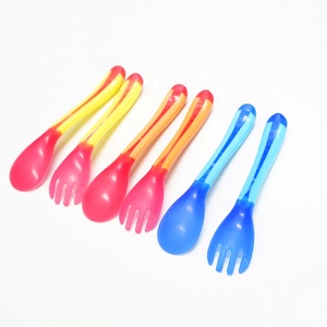 열에 민감한 소프트 헤드 최고의 실리콘 아기 수유 숟가락과 포크 - Product Image 5