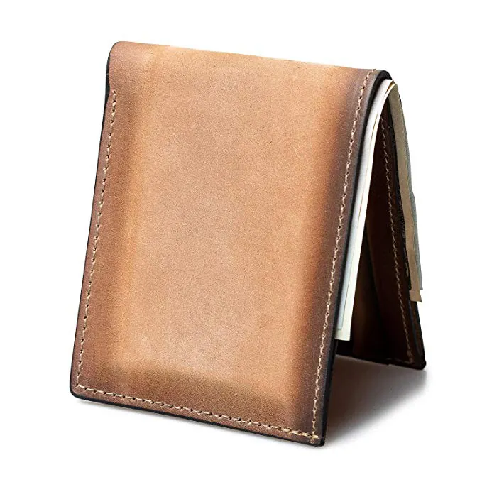 Bifold Wallet | Made in USA | Mens Leather Bifold genuine cowhide baron leather vegan wallet for men