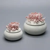Di ceramica Del Fiore Del Crisantemo Del Vassoio Dei Monili Keeper Box