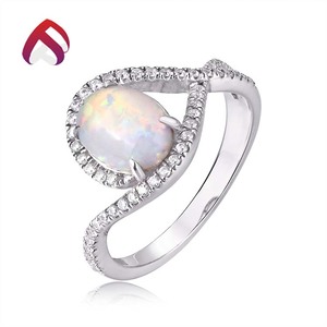 925 plata esterlina <span class=keywords><strong>diamante</strong></span> oval gran ópalo anillos con CZ - Product Image 6