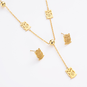 Splendido del commercio all'ingrosso In acciaio inox Oro <span class=keywords><strong>Gufo</strong></span> Carino Regali pendente Della <span class=keywords><strong>Collana</strong></span> per la Ragazza e Amico/Dei Monili Delle Donne Set - Product Image 3