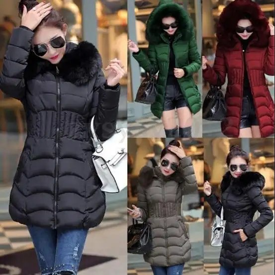 Ecoparty HOT Warm Hooded Long Jacket Fur Down Coat Long Parka Trench Womens Winter