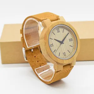 <span class=keywords><strong>Montre</strong></span> en bois de bambou <span class=keywords><strong>gravée</strong></span> sur mesure Virtue pour hommes, étanche, avec bracelet en cuir, mouvement à quartz, luxe, mode, emballée dans une boîte OEM - Product Image 3