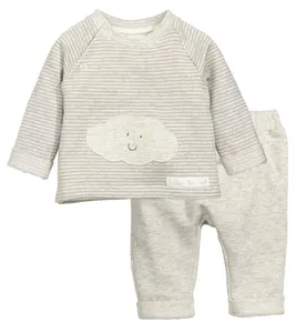 Toptan yenidoğan bebek kış yumuşak ekose şerit pamuk pijama giyim setleri