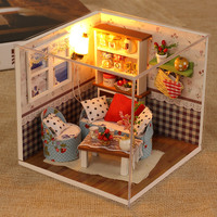 IIECREATE meilleure vente bricolage maisons miniatures 3D Puzzle ensemble adultes meilleure idée cadeau chaud bois Mini Style modèle maisons de poupée