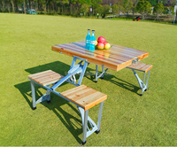 Style populaire camping bois table de pique-nique pliante avec 4 sièges