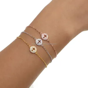 Pulseira delicada minimal com micro pontos redondos, bracelete dourado para meninas, 2023