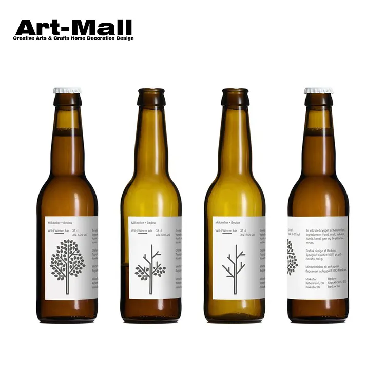 Shangji — Mini bouteilles de bière en verre ambrées, longue durée, de 330Ml