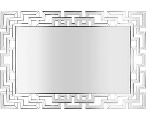 Decorative Wood Back Silver Glass Rectangle Wall Mirror