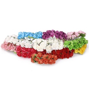 144Pcs ดอกกุหลาบสีขาวขนาดเล็กที่สวยงามหม่อนกระดาษ1/2 "ดอกกุหลาบที่มีก้านลวด - Product Image 3