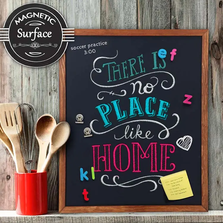 Wood Framed Chalkboard - Premium Magnetic Rustic Chalk Board, Great with Regular or Liquid Chalk Markers, Non Porous Wall