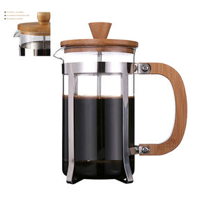 Cafetière à piston en bambou écologique en gros, presse à café française avec presse à café en verre - Product Image 3