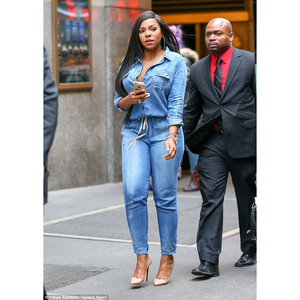 <span class=keywords><strong>Combinaison</strong></span> décontractée en denim à manches longues Clubwear <span class=keywords><strong>Combinaison</strong></span> en jean sexy pour femmes élégante grande taille - Product Image 3