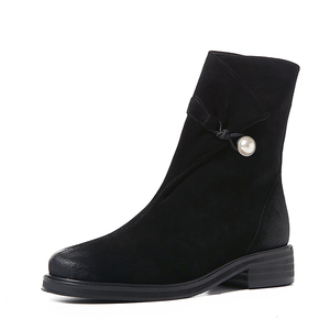 WETKISS-<span class=keywords><strong>Botas</strong></span> de ante de cuero para <span class=keywords><strong>mujer</strong></span>, hechos a mano plano Botines de tacón, estilo clásico italiano, para invierno - Product Image 5