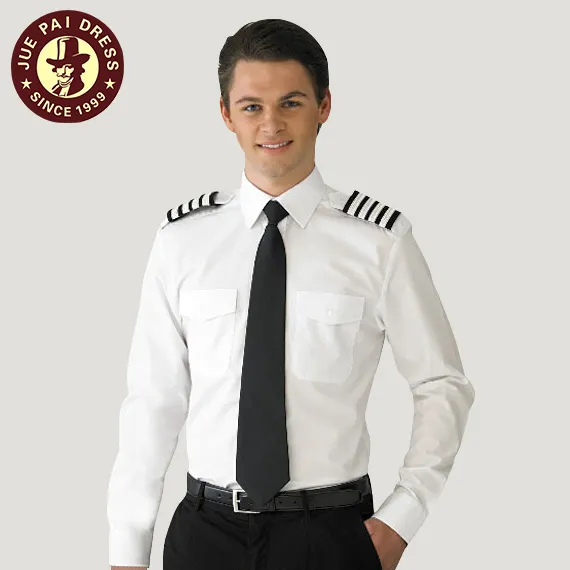 Temperamental Custom mens long sleeve airline pilot plain work shirt white airline shirts