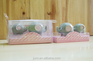 Pequeño maní elefante de cerámica sal y pimienta shaker set baby shower favorece las fuentes del partido - Product Image 2