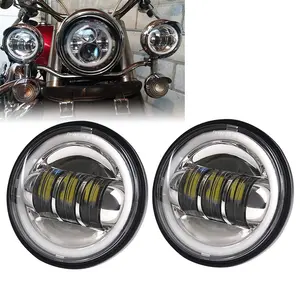 OVOVS-Luz LED antiniebla de 4,5 pulgadas, 30w, para conducción de motocicleta, con DRL halo, para Harley