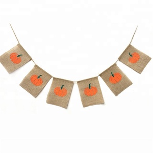 Cosecha calabaza Burlap Banner Garland Bunting divertido banderines para Halloween Thanksgiving día fiesta niños Decoración - Product Image 1