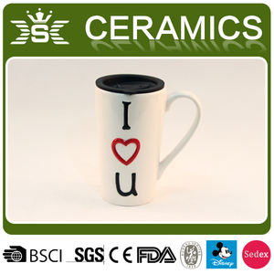 Custom amore da portare via tazze da caffè tazza di ceramica con coperchio - Product Image 2