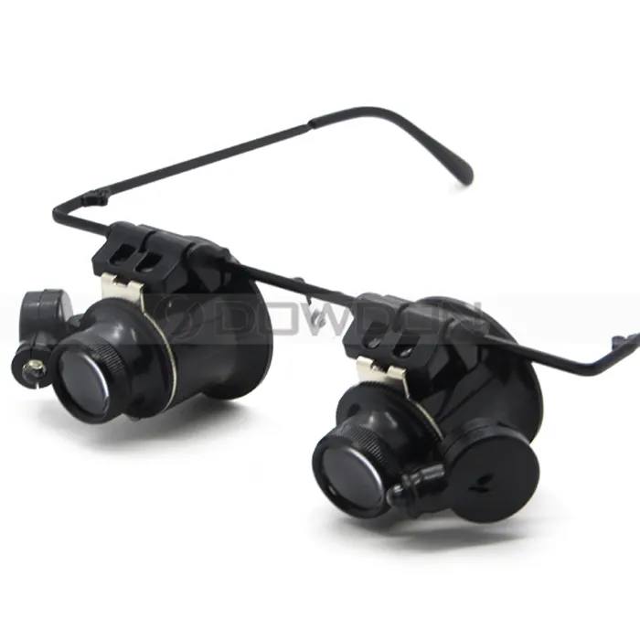 Kaca Pembesar Kacamata Portabel 20X, Lampu LED Perhiasan Lup