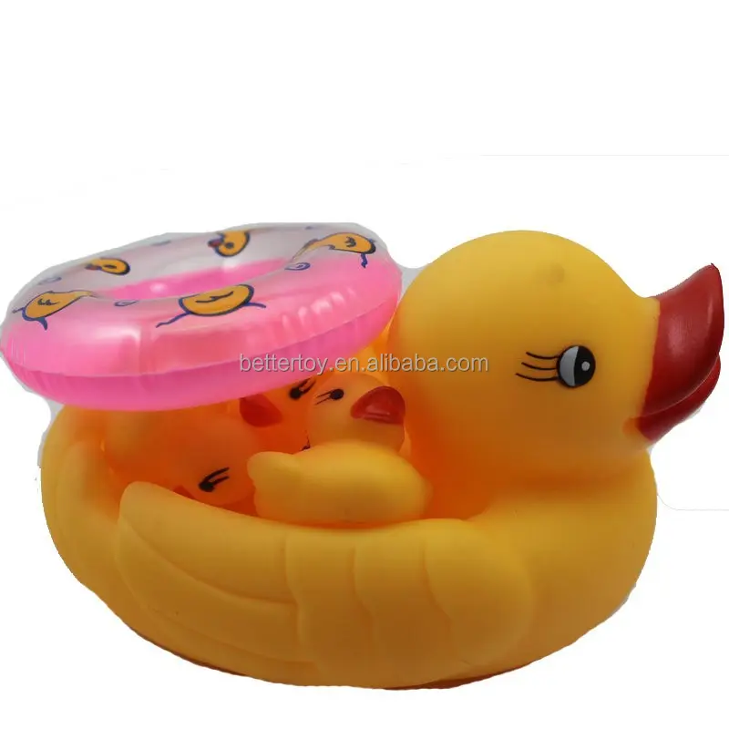 vinyl happy family yellow duck baby bath toy set for kids