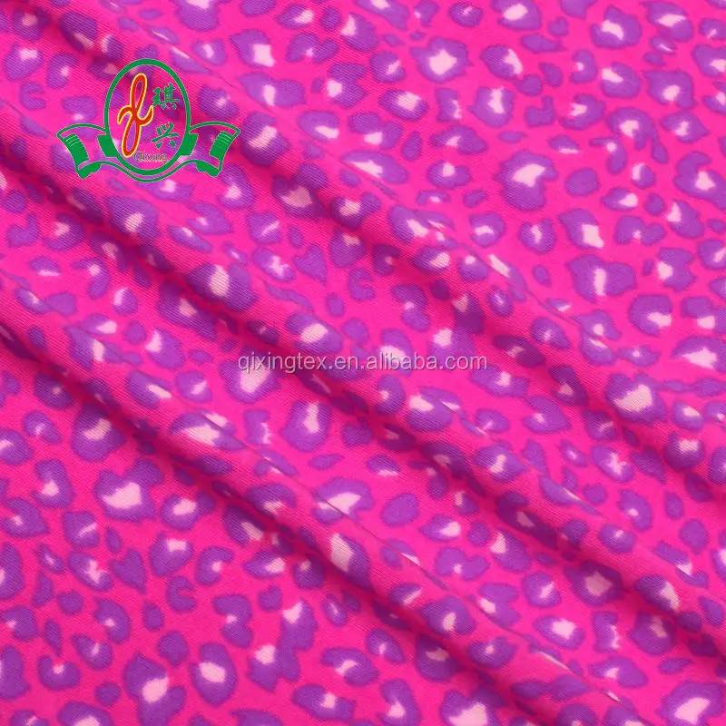 82 Polyester 18 Spandex Digitale Lycra Roze Luipaard Gedrukte Stof Voor Badmode