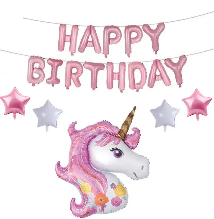 סין unicorn יום הולדת ספקי צד 18pcs סט עם גדול unicorn לילדים למבוגרים