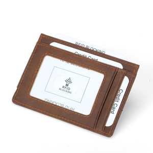 Pazzo cavallo da uomo sottile stile Vintage portafoglio in vera pelle magnetico fermasoldi porta carte con blocco RFID - Product Image 2