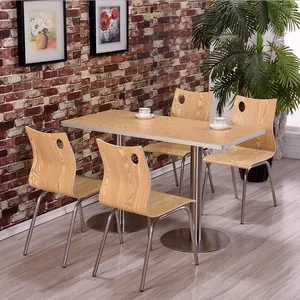סגנון מודרני מזון מהיר סט ריהוט כיסא שולחן אוכל עם 4 מושבים מסגרת מתכת לשימוש מסעדה למכירה