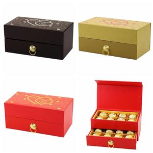 Hai ngăn kéo hai lớp các tông màu đen món quà tùy chỉnh sang trọng ủng hộ đám cưới hộp sô cô la - Product Image 2